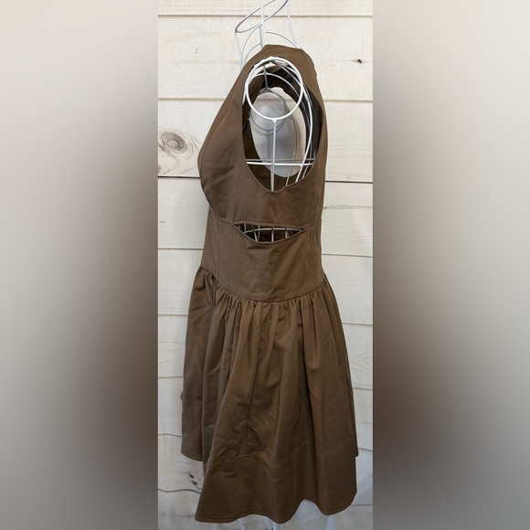 Banana Republic Dress Brown Cut Outs Size 6p Fit Flare Chic - Picture 7 of 8